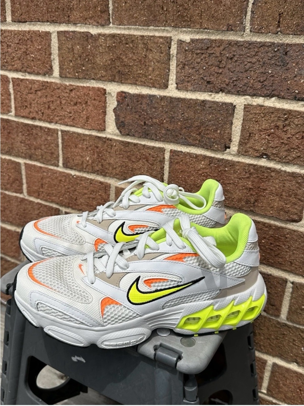 Nike Wome’n White Sneakers with Neon Yellow & Orange Accents